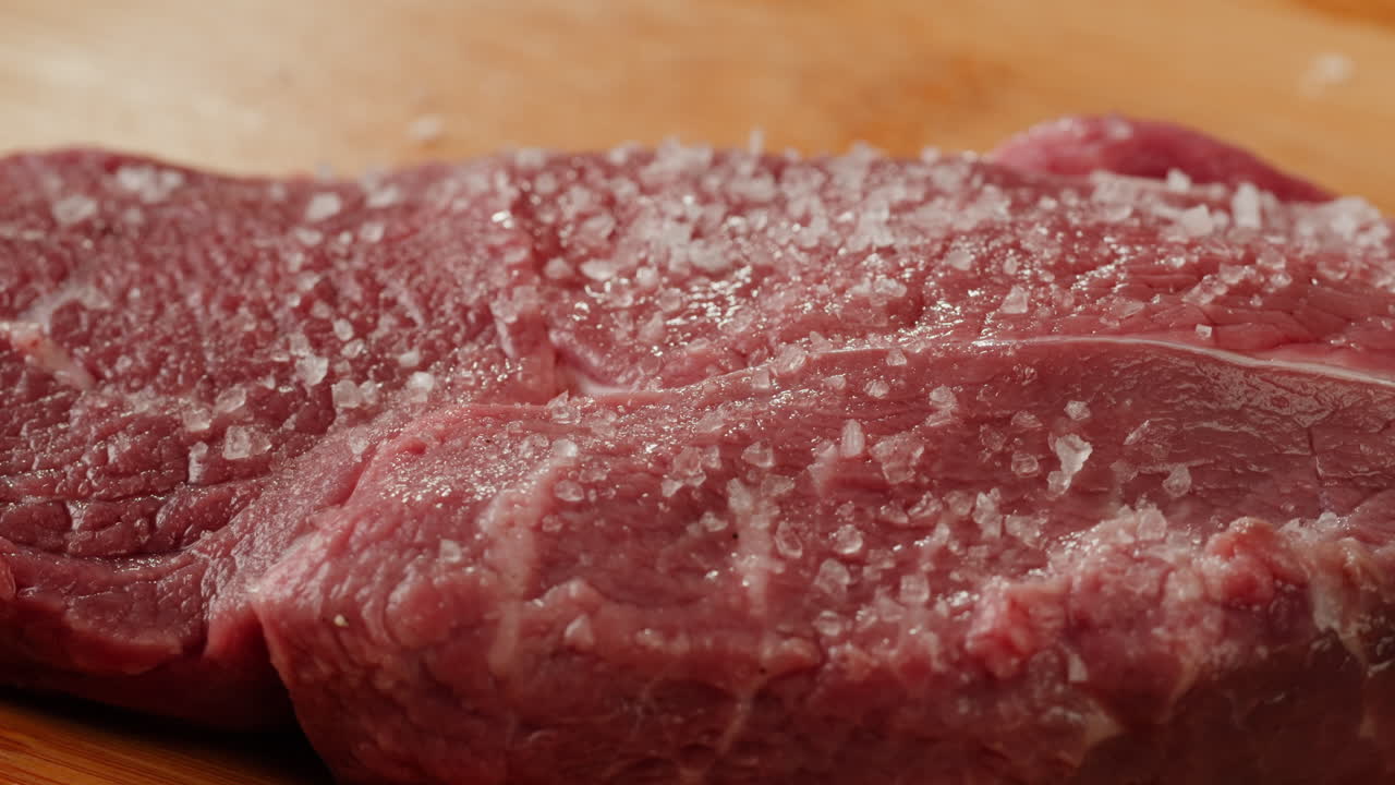 Raw Steak with Salt