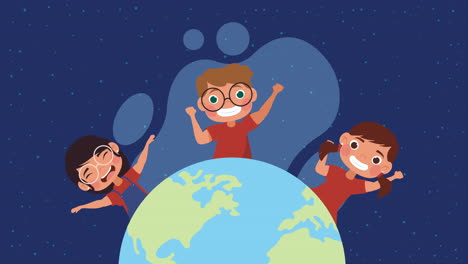 niños felices en la tierra