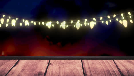 animation of fairy lights over wooden boards