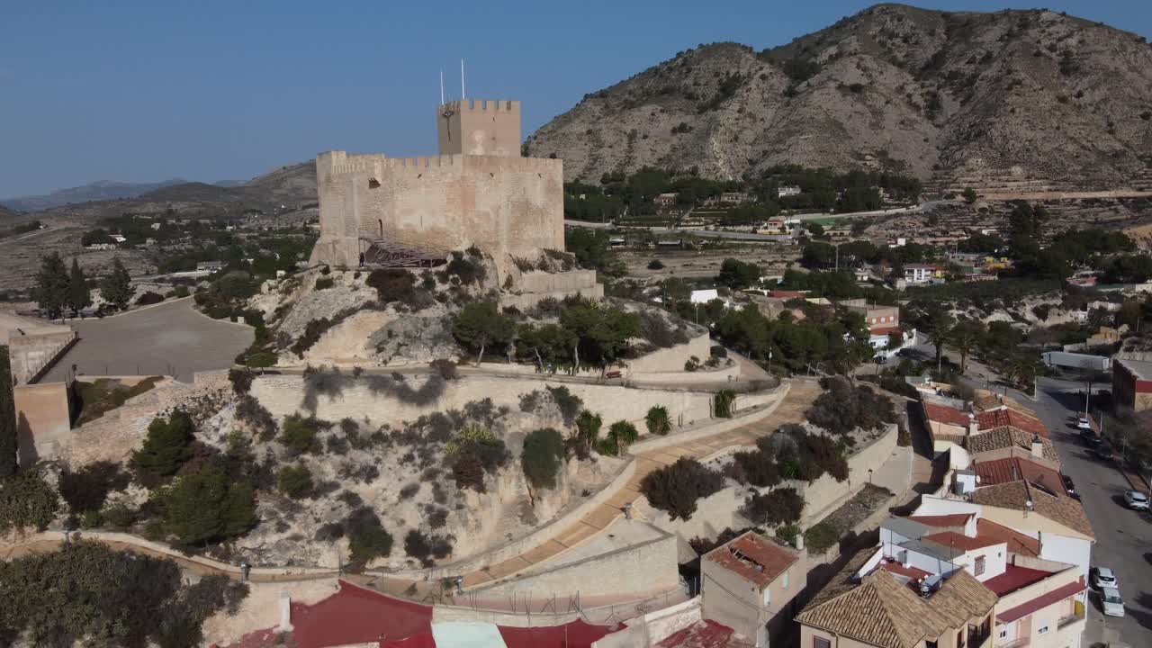 Drone orbit arount the Petrel arab castle, Spain