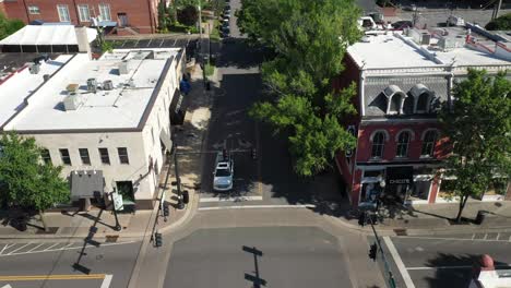 franklin, tennessee downtown buildings with drone video moving sideways