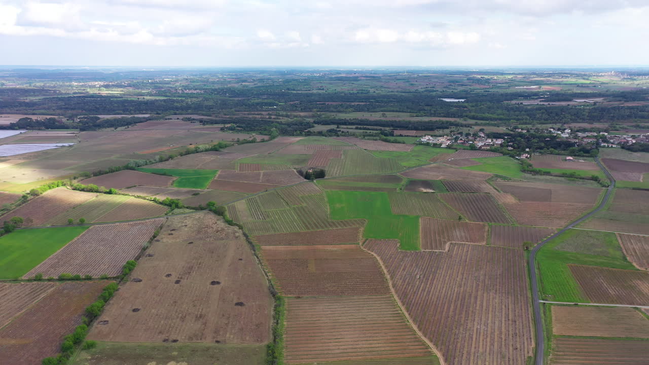 agricultura rural fotografía aérea viñedos campos francia herault
