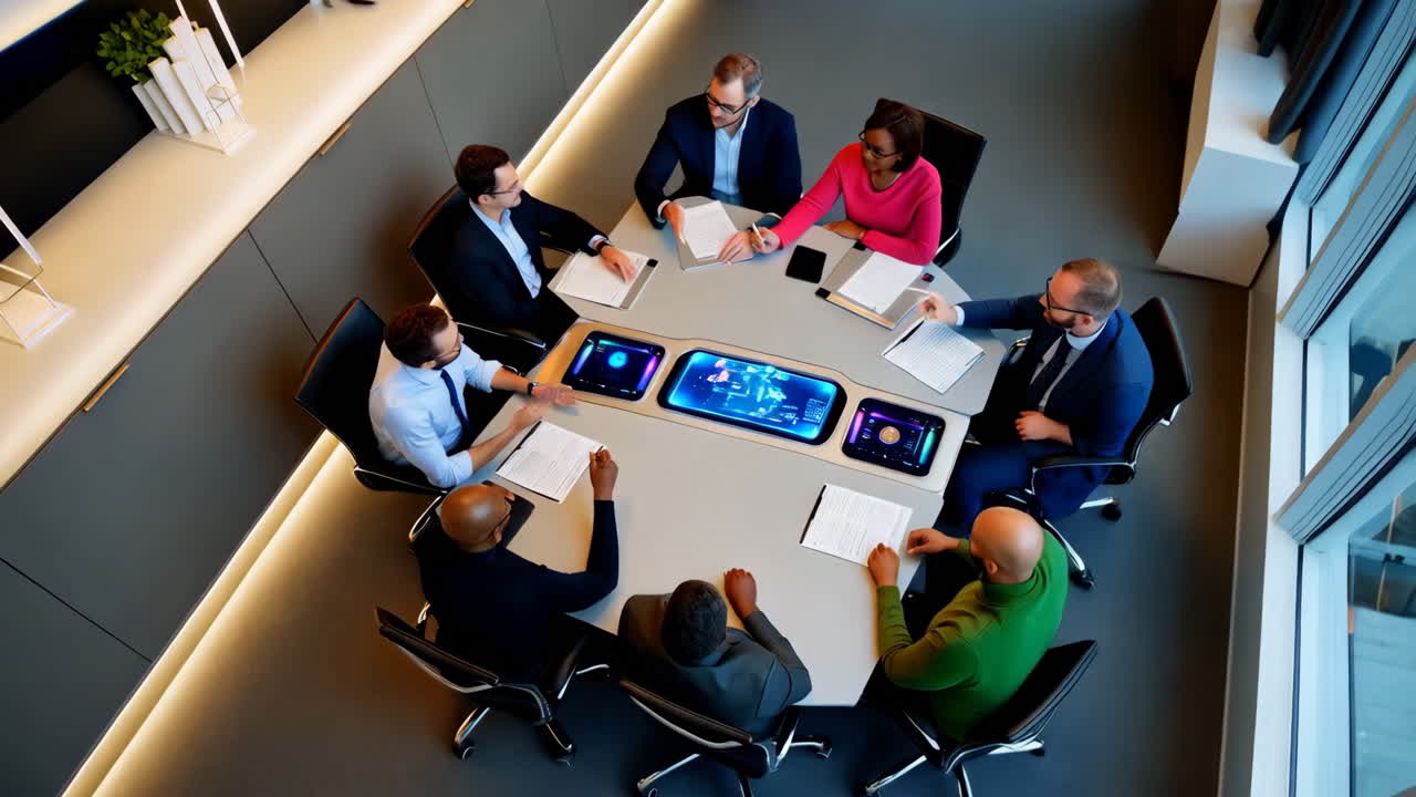 Business Meeting in Modern Conference Room