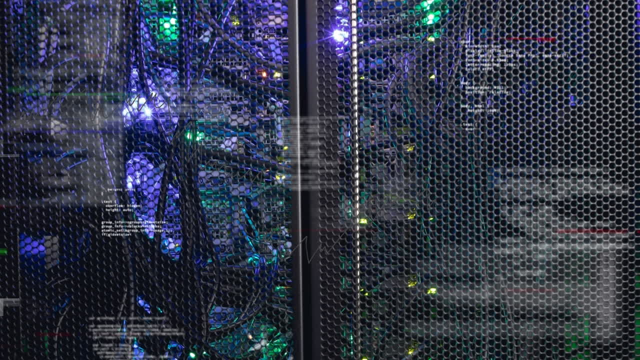 animación de interferencia sobre el procesamiento de datos y la sala de servidores