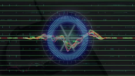 Animation-Des-Scope-Scannens-Und-Der-Datenverarbeitung-über-Einem-Modernen-Bürogebäude