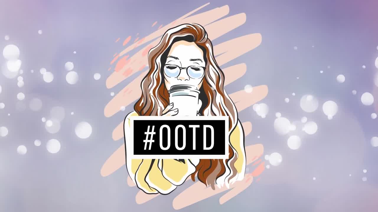 파란색 배경에 있는 ootd 텍스트의 애니메이션