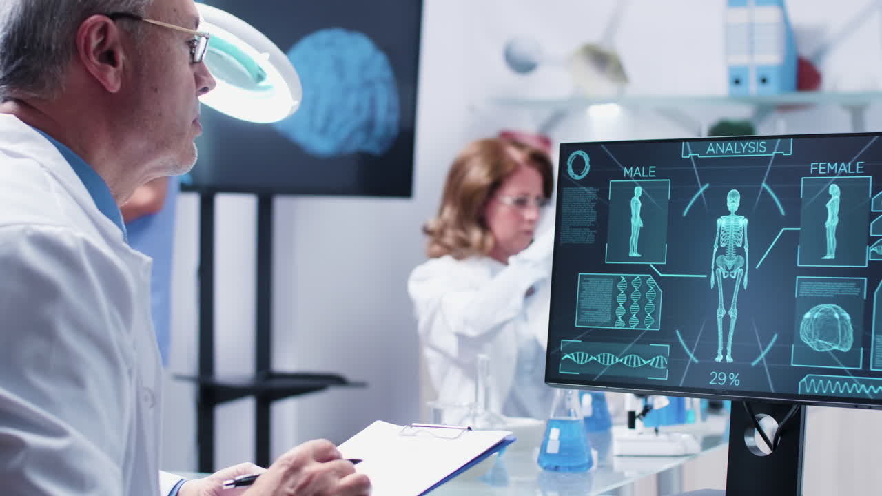 Medical research and analysis in a laboratory setting