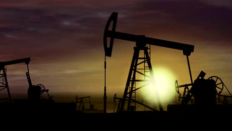 bombas de petróleo - extracción de petróleo en el fondo del atardecer 3