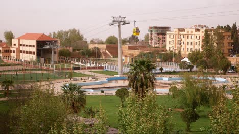 Cableway-over-the-Grand-Bassin-square-in-Tlemcen,-Algeria