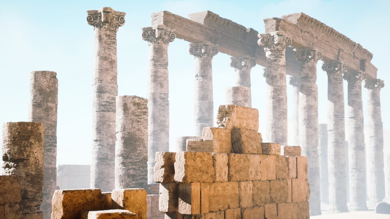 사막 에 있는 고대 유적 들