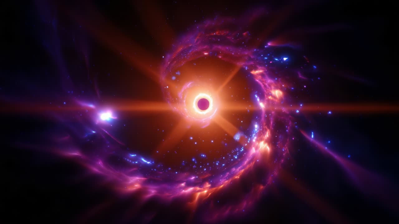A Captivating Cosmic Journey Through a Spiraling Black Hole, Illuminated by Vibrant Celestial Lights, Showcasing the Mysterious Depths of Space and the Boundless Wonder of the Universe
