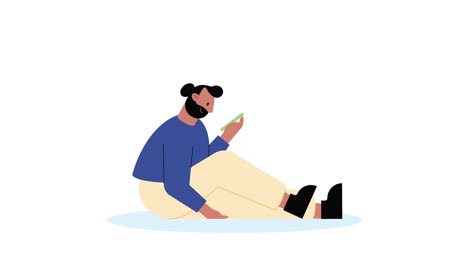 man using smartphone seated animation