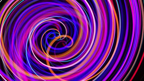 motion graphics, sci-fi bg. stream of multicolor neon lines form spiral shape, curls and pattern. abstract background with light trails, modern trendy motion design background. light flow bg in 4k.