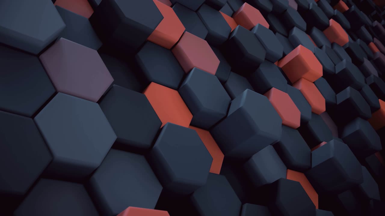 4K Abstract Tech Honeycomb Grid. 3D Animation.
