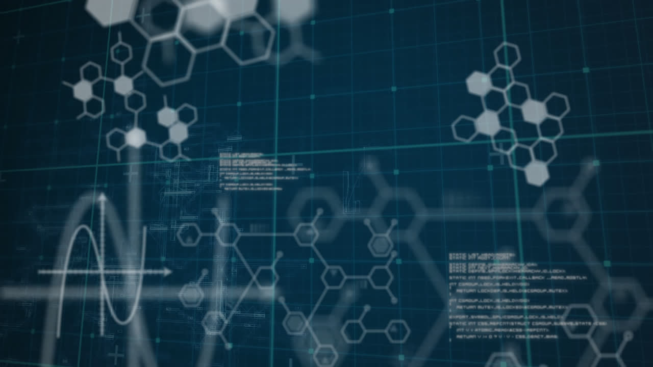 Animation of data processing and network of screens on blue background