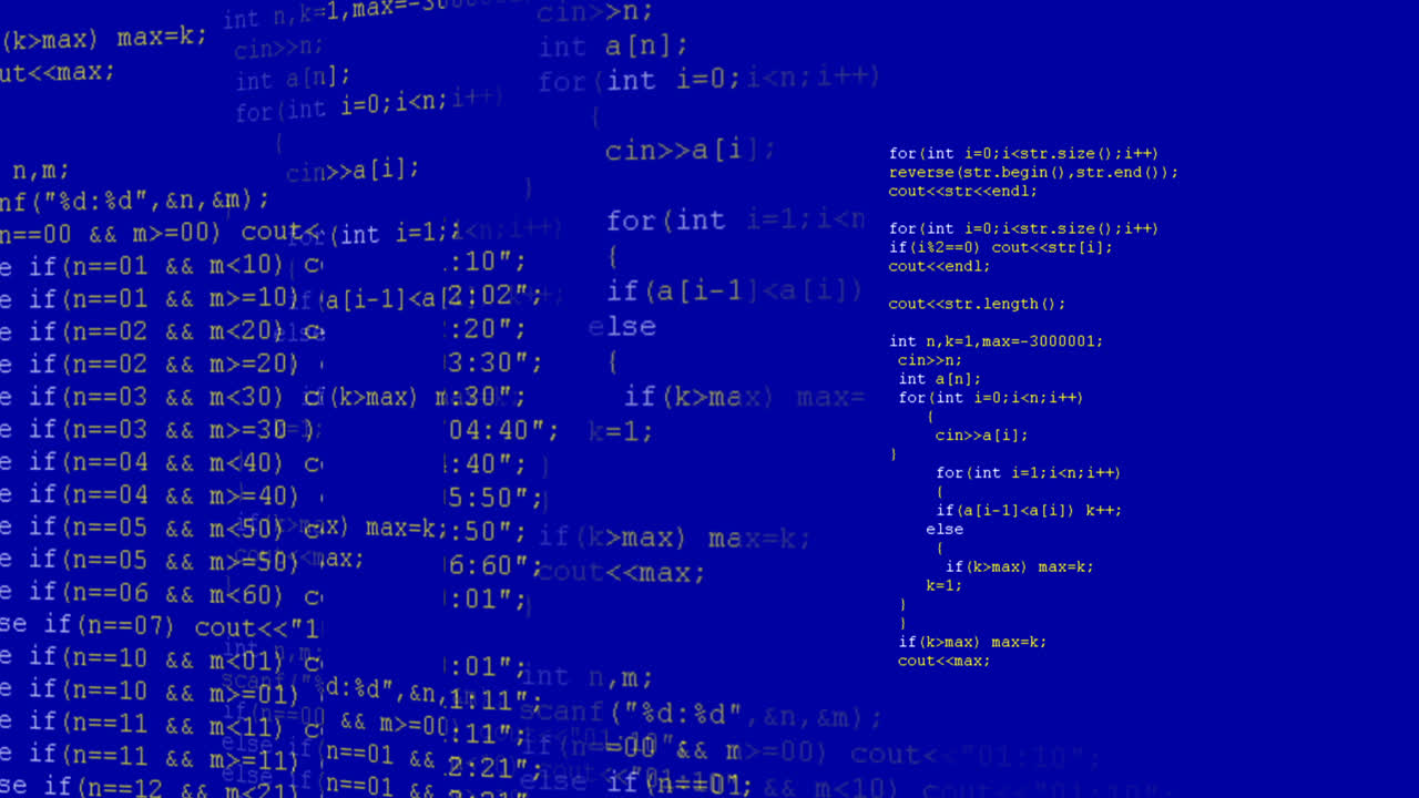 Source code on the monitor screen. Source code