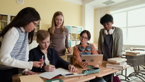 diverse group of students collaborating in a classroom