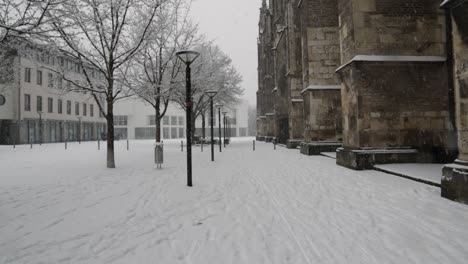 super wide shot of a snow covered alley in ulm