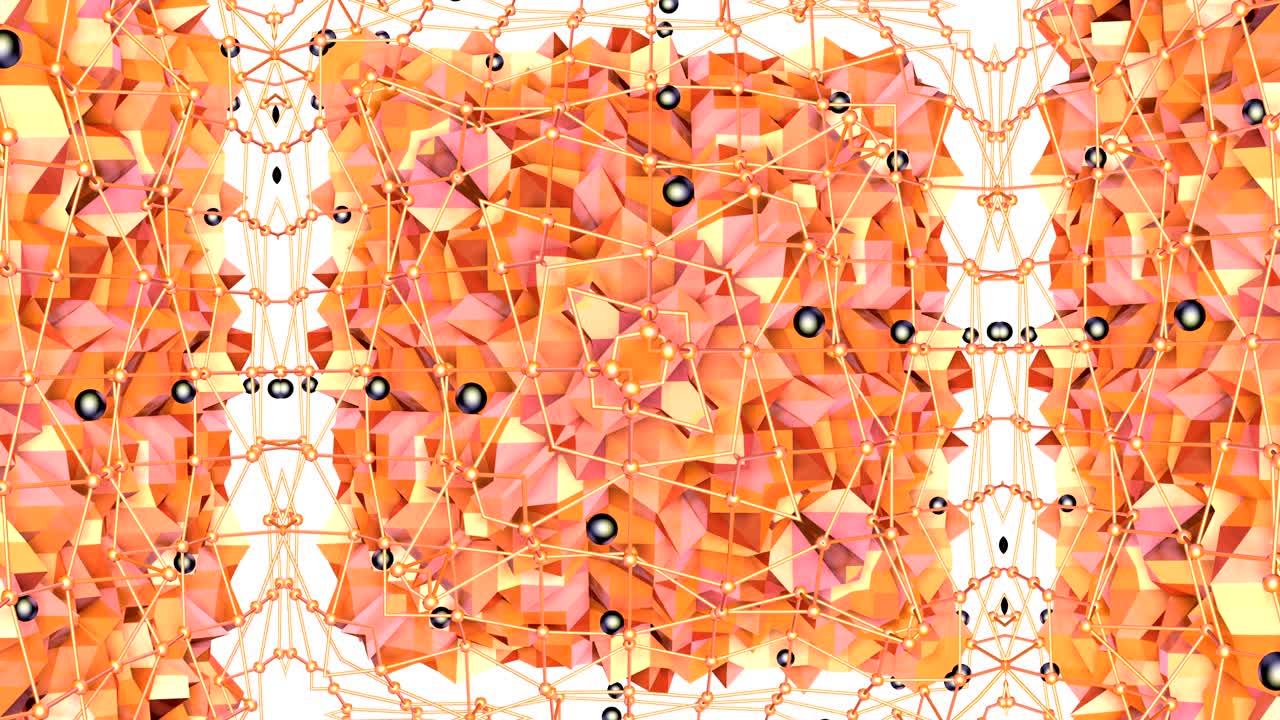 abstracto simple fondo 3d en color gradiente naranja, estilo low poly como fondo geométrico moderno o entorno matemático con efecto caleidoscópico. 4k uhd o fullhd bucle sin costuras.v24