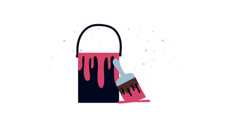 ilustración de cubo de pintura y pincel