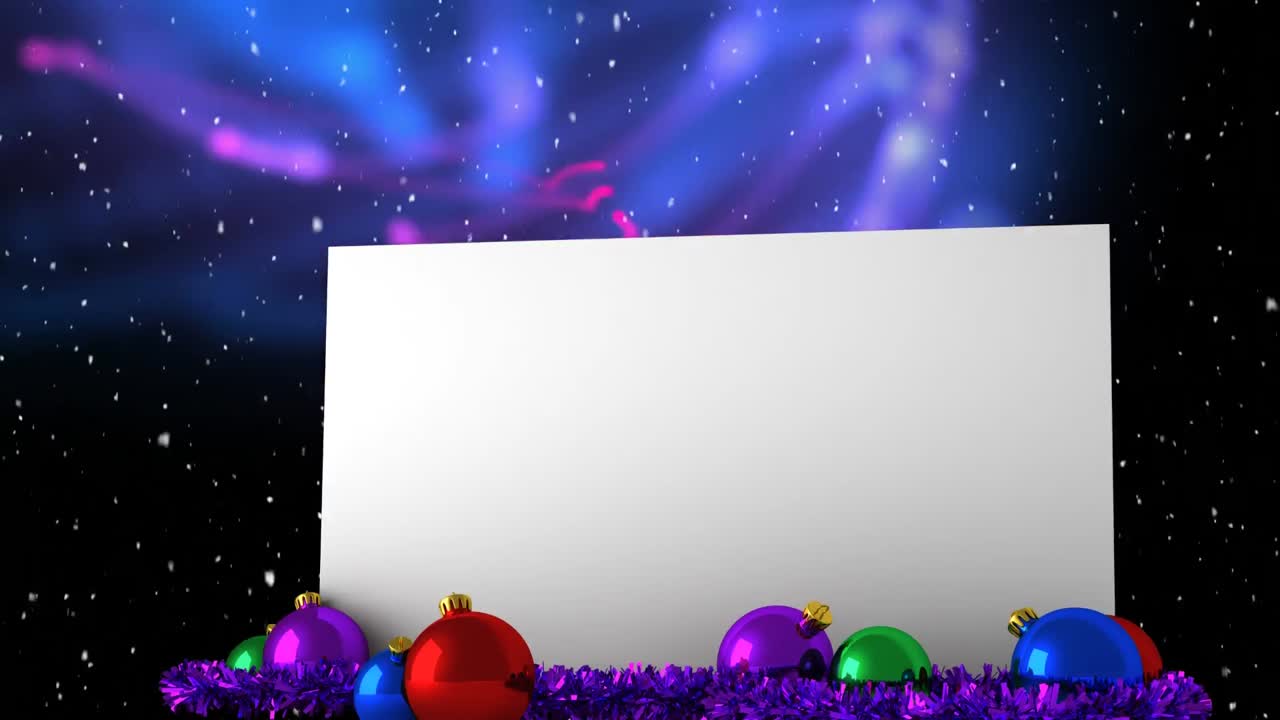 nieve cayendo y decoraciones de navidad