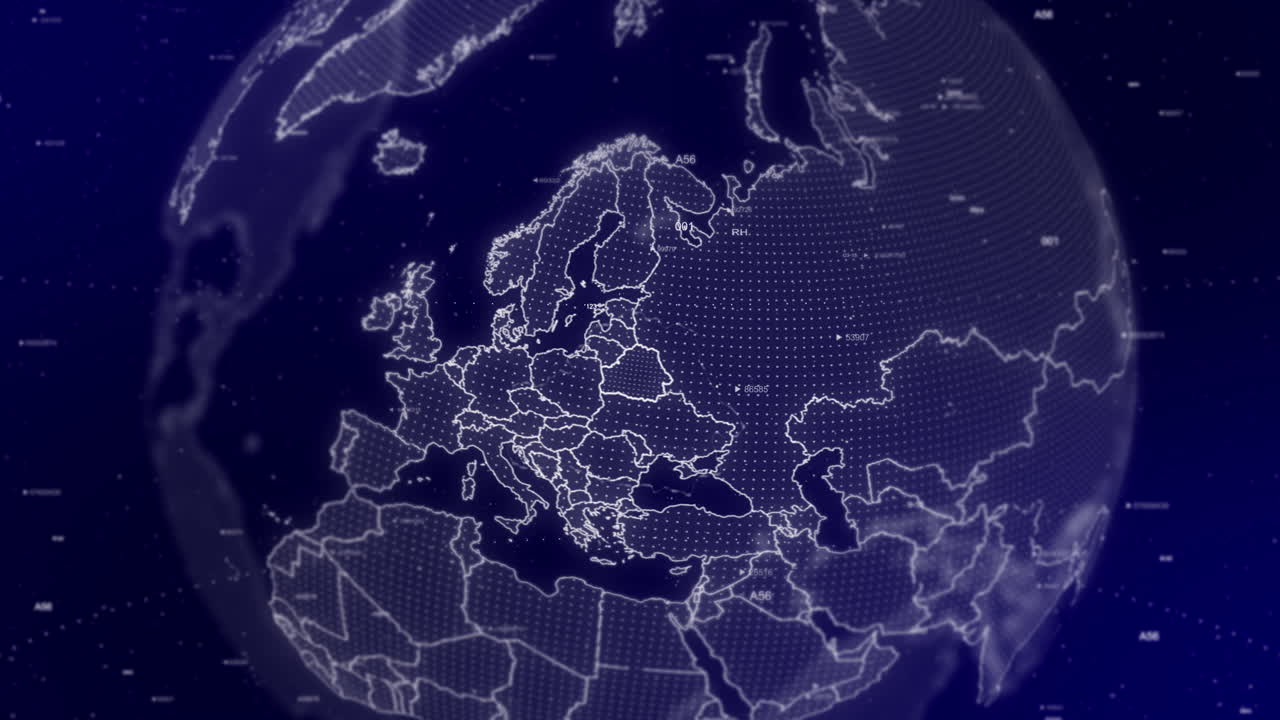 кинематографический фон видео демонстрирует цифровой глобус, вращающийся, приближающийся к стране беларусь