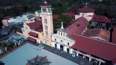 aerial drone shot of our lady of the most holy rosary of manaoag church in pangasinan