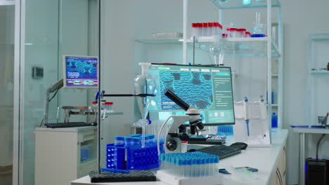 interior de un laboratorio de ciencias modernas sin gente