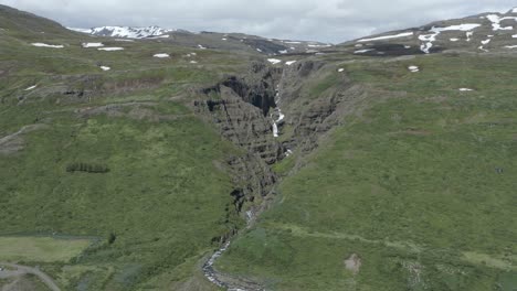 Aerial-showing-vast-volcanic-landscape-of-back-country-Iceland