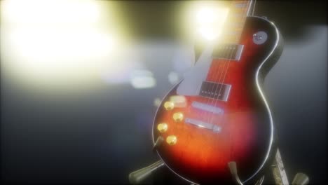 electric guitar in the dark with bright lights