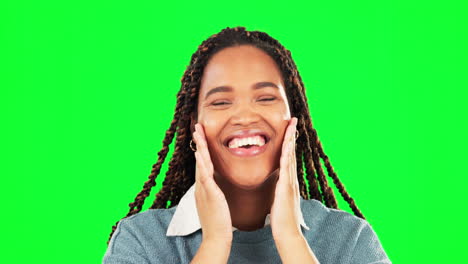 Smile,-face-and-woman-in-studio-with-green-screen