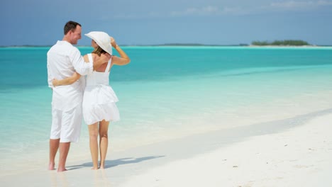 carefree young male female caucasian couple on vacation