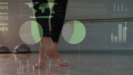 animación del procesamiento de datos sobre las piernas de una bailarina de ballet