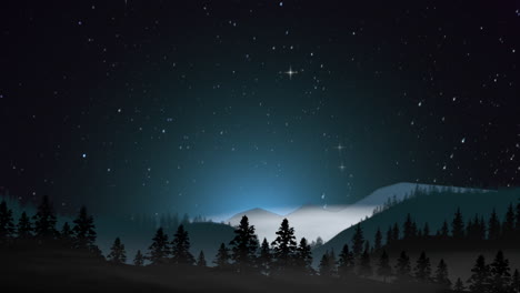 Paisaje-Nocturno-Con-Cielo-De-Estrellas-Y-Montaña