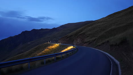 winding mountain road at dusk
