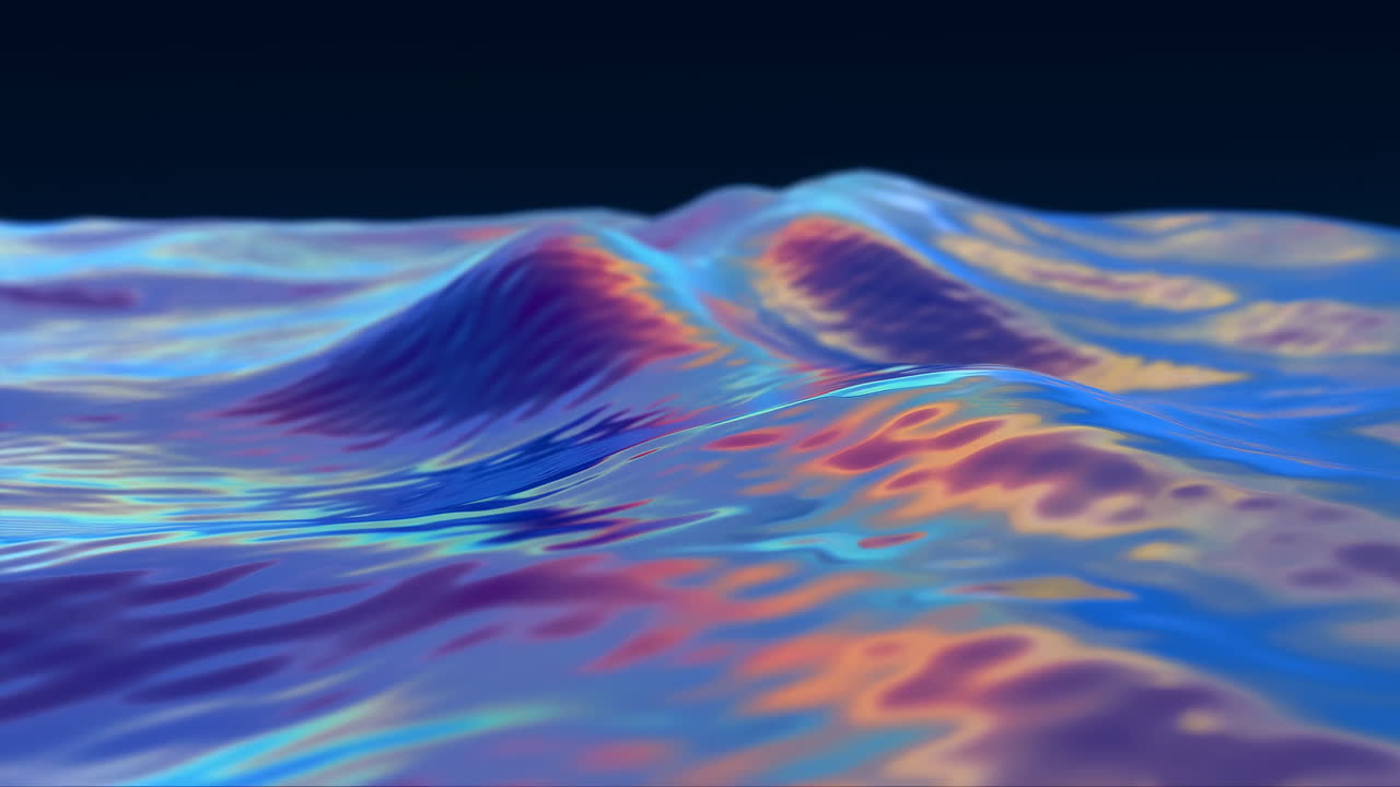 Vibrant Abstract Waves of Iridescent Liquid Flowing