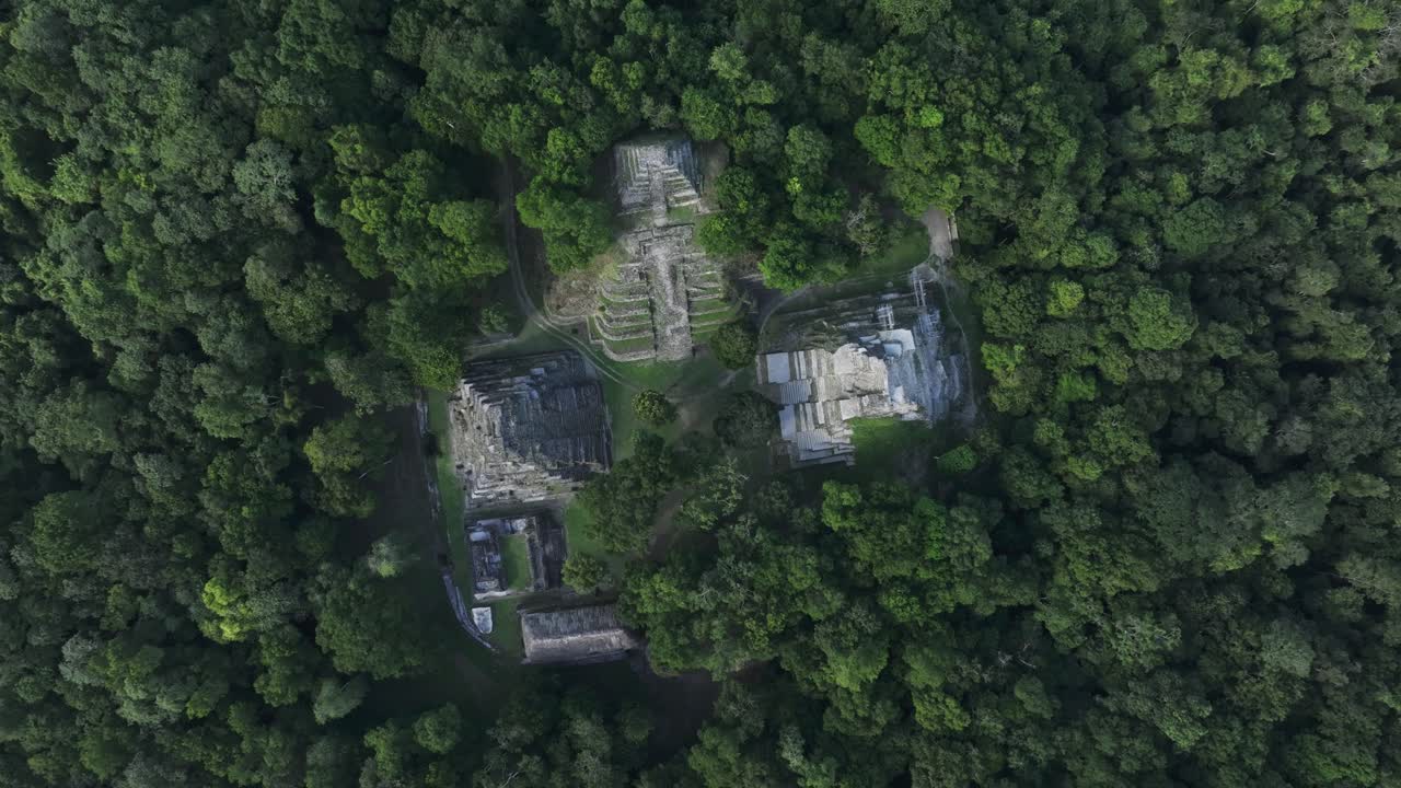 Veduta aerea delle rovine maya dell'Acropoli Nord vicino a Tikal, in Guatemala