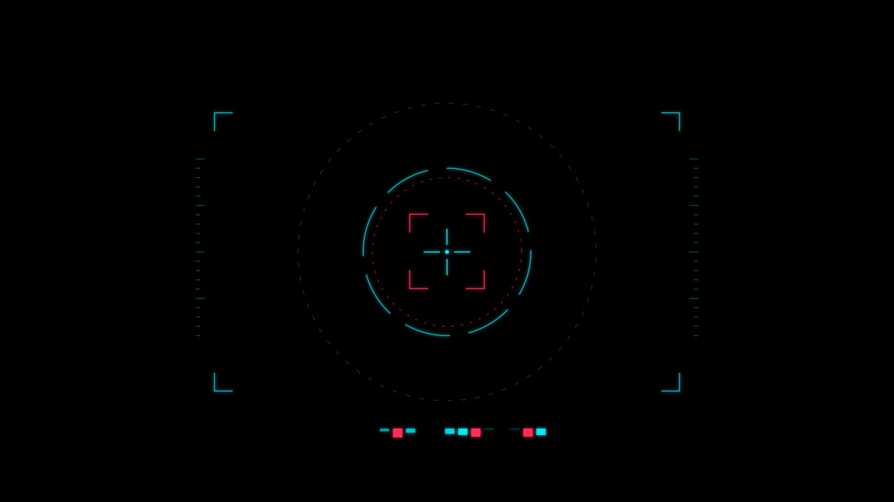 Digital HUD Target Reticle Overlay on Black Background