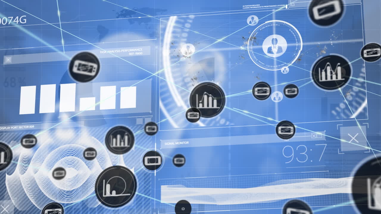 Animation of network of connections over data processing