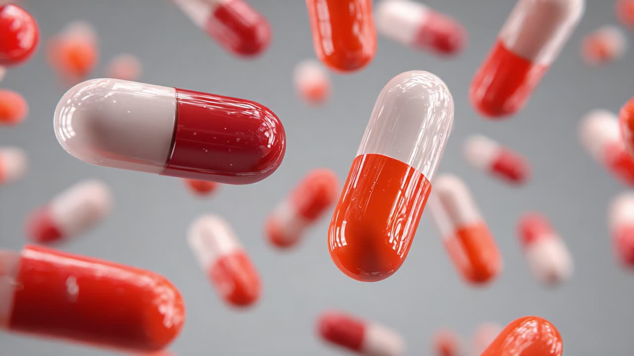 Vibrant Display of Floating Capsules: An Artistic Representation of Pharmaceutical Innovation and Medication in Motion