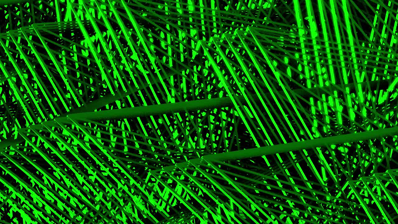 Linee verde neon dinamiche in movimento su sfondo nero