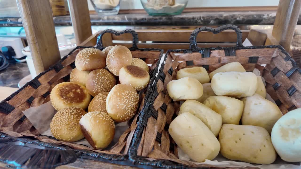 Bread in wicker baskets