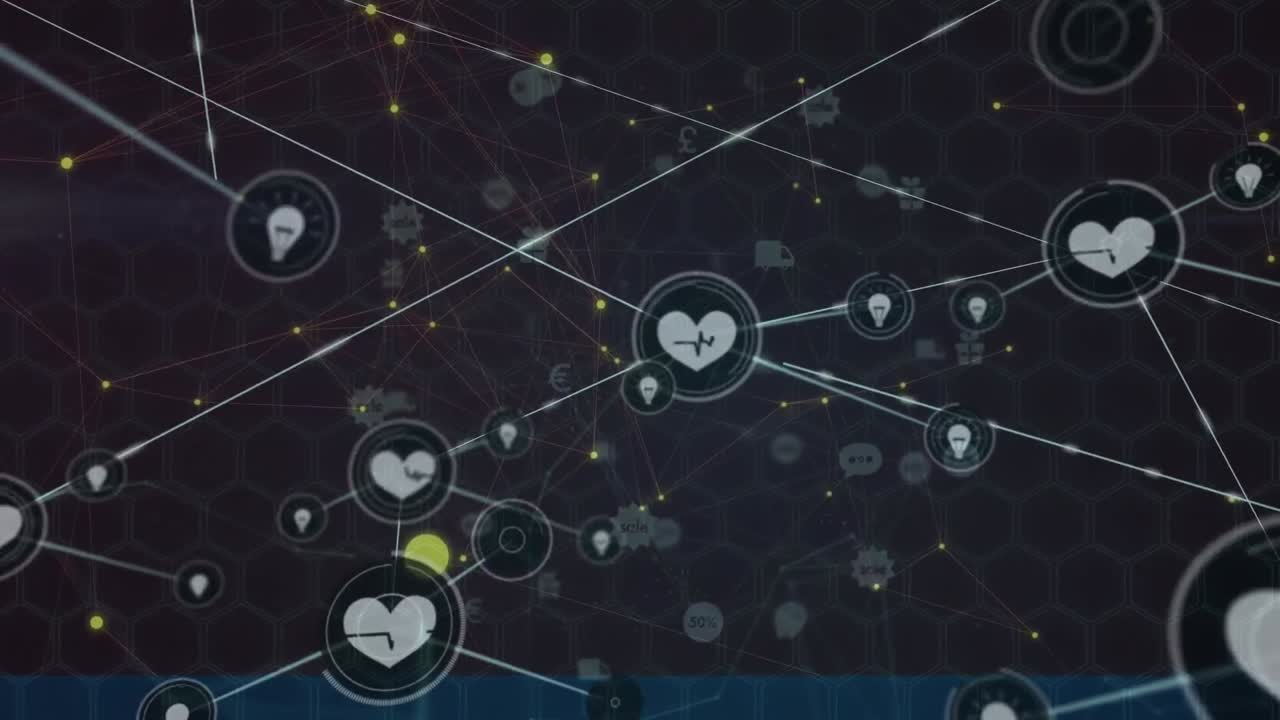 animación de la red de conexiones sobre un fondo oscuro