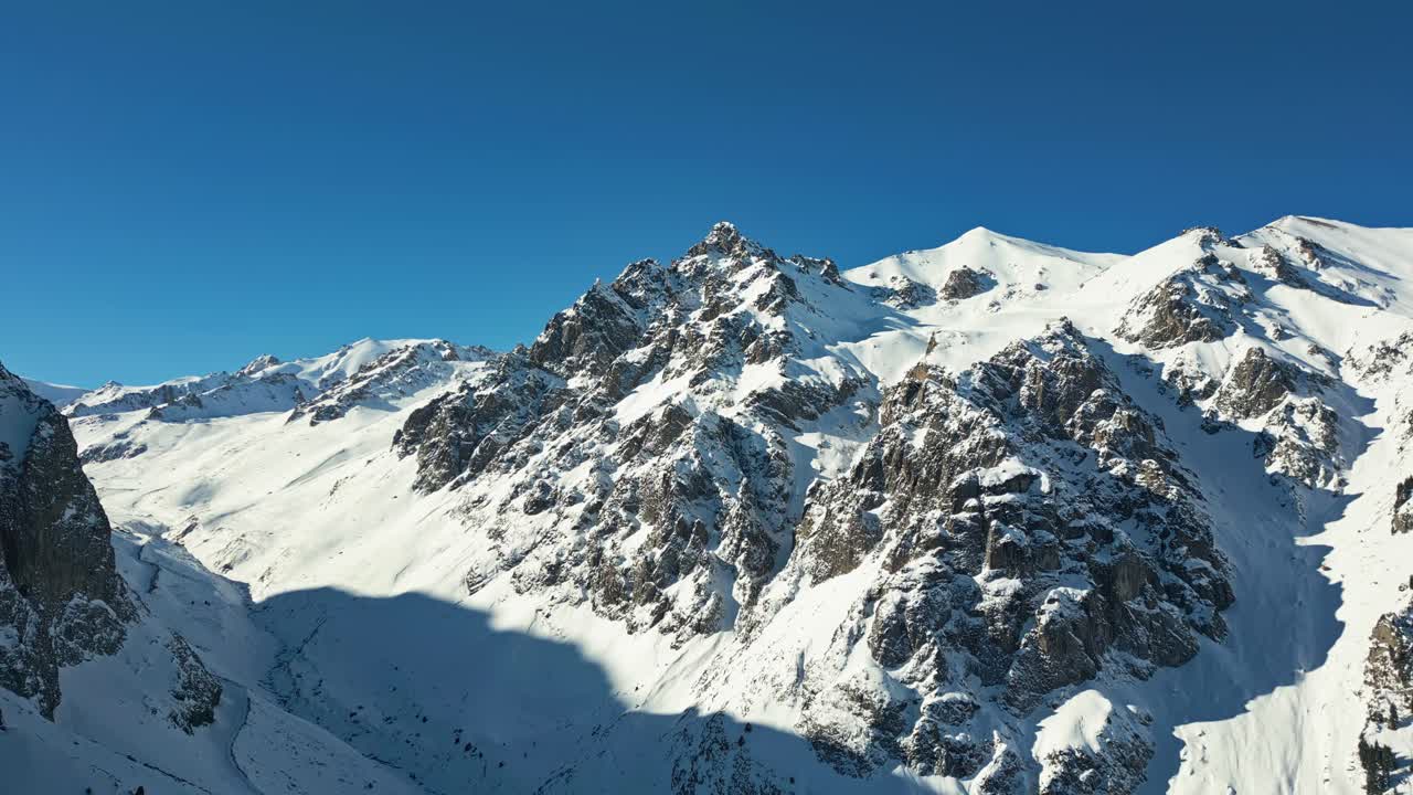 Chilly Winter environment, crevasse elevated peaks, frozen textures