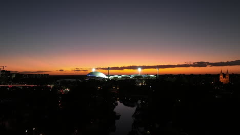 4k-Drohnensonnenuntergang-Adelaide-Oval-Australien