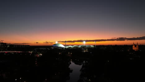 4k drone sunset adelaide oval australia