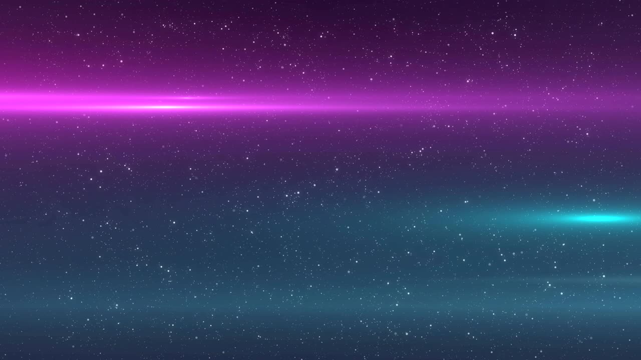 Glowing green and pink rays of light moving in the night sky