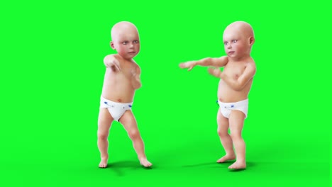 el bebé que baila es gracioso. animación en pantalla verde 4k.