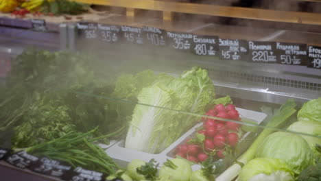 fresh vegetables display at a grocery store