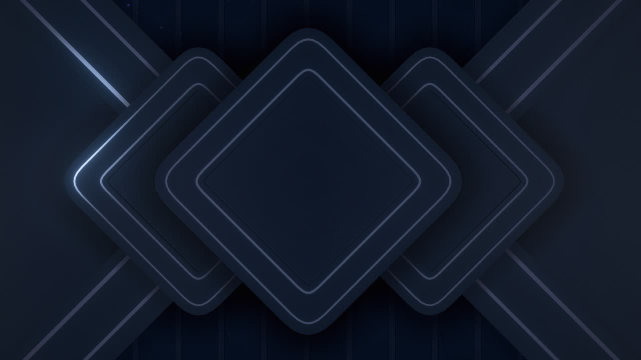 Dark Blue Abstract Geometric Background with Neon Light